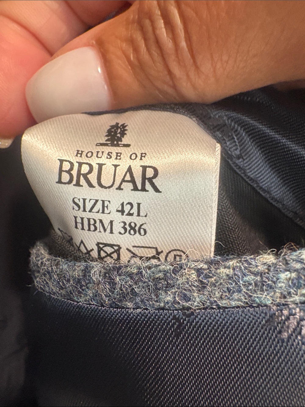 Men's Blue Herringbone Wool Sport Coat - Picture 4 of 5